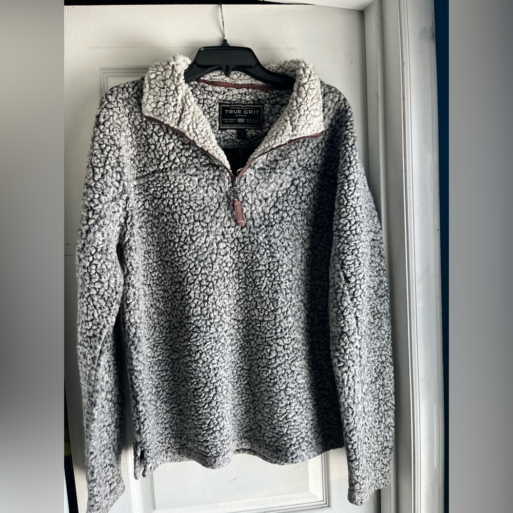 True Grit Gray Sherpa Quarter-Zip Sweater